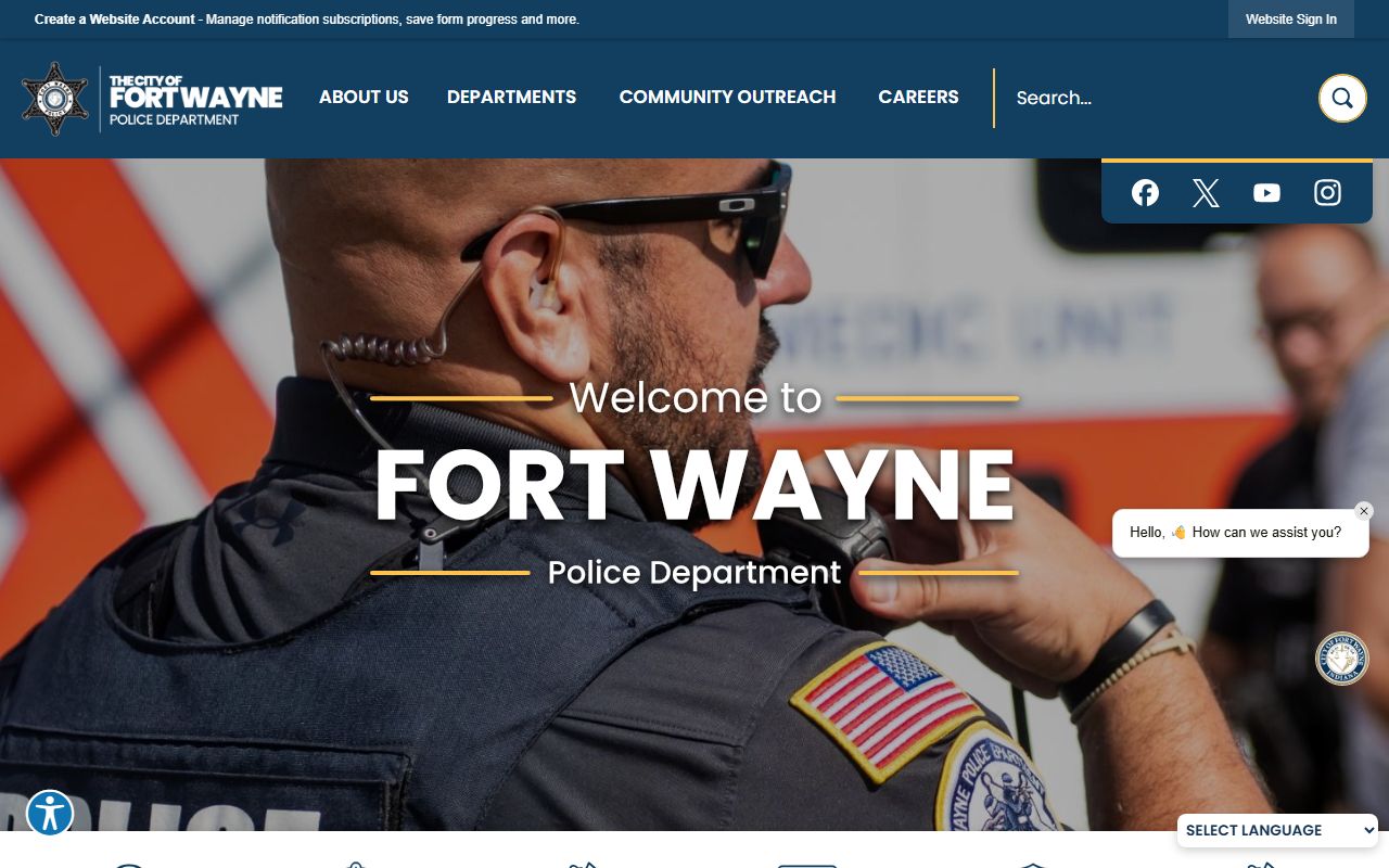 Fort Wayne Indiana Police Department homepage for jail mugshots and arrest records