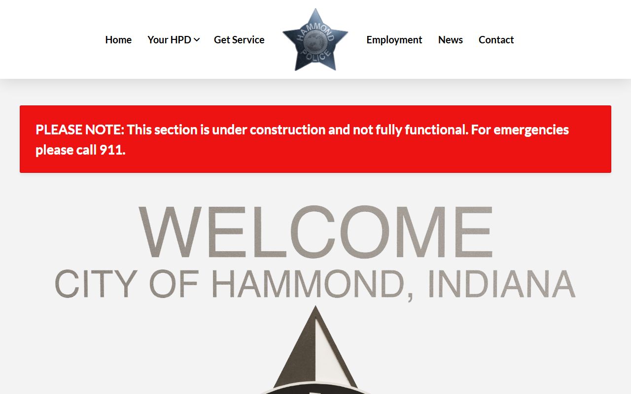Hammond Indiana Police Department homepage for jail mugshots and arrest record searches