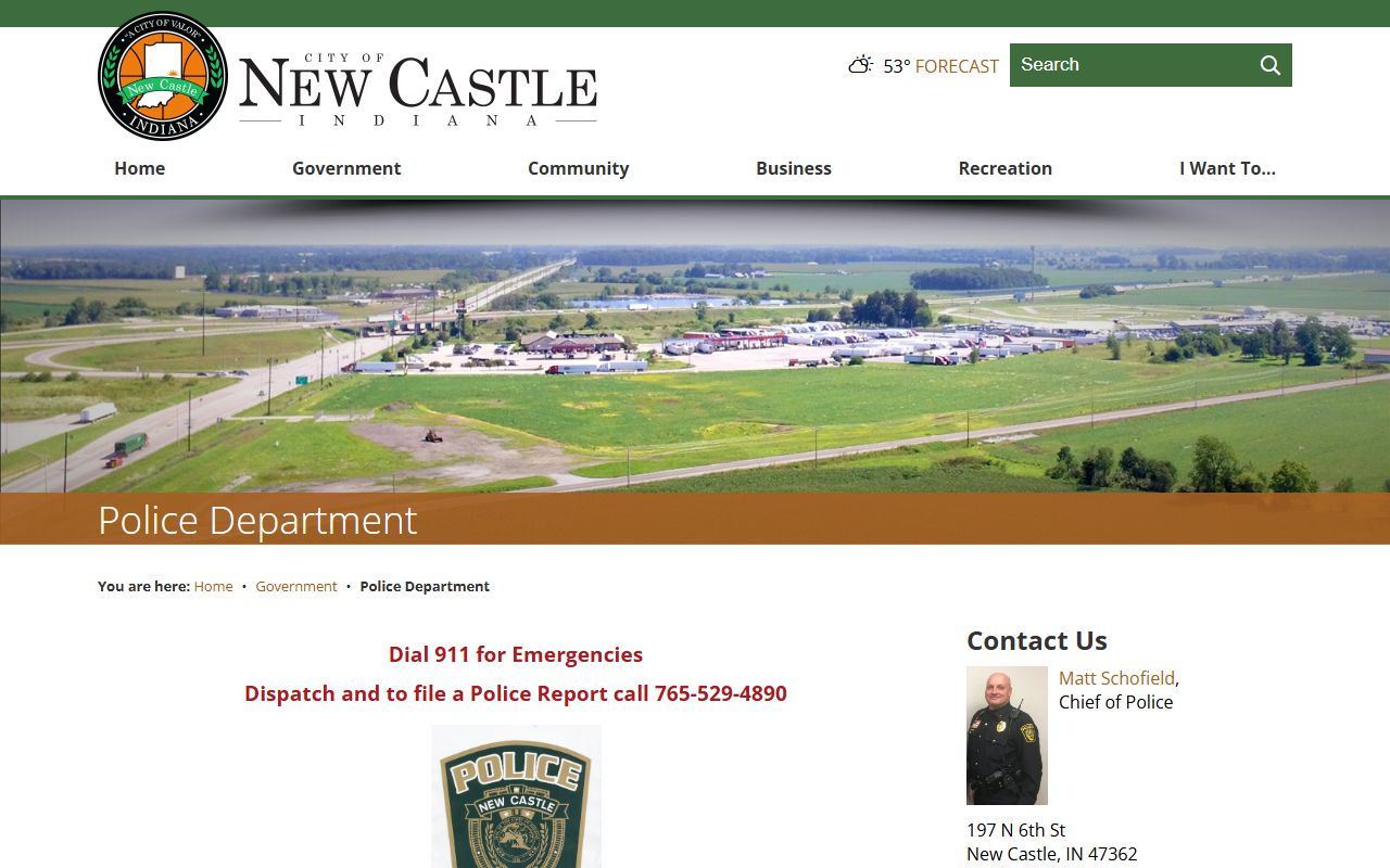 New Castle Police Department page for New Castle jail mugshots and arrest records