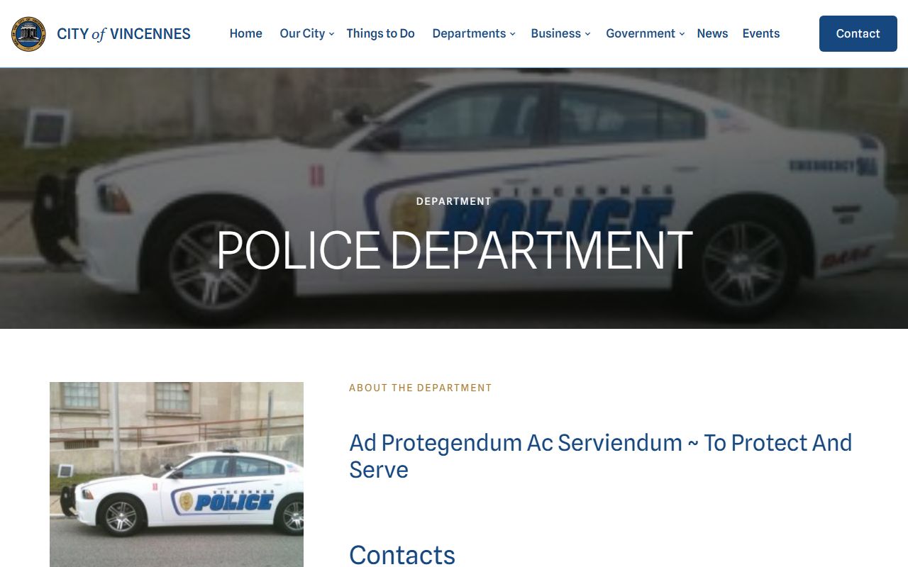 Vincennes Police Department website for Vincennes jail mugshots and local arrest records