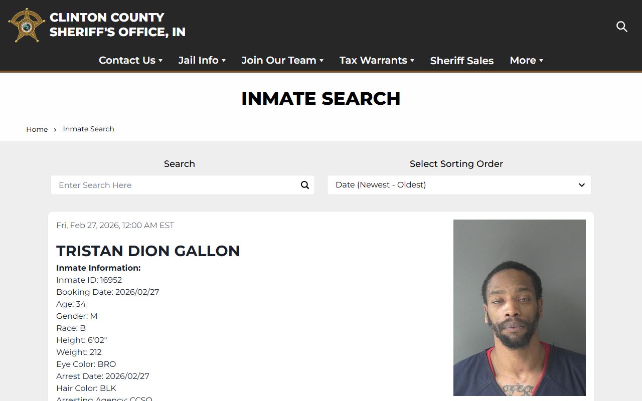 Clinton County Sheriff website Clinton County jail mugshots inmate search
