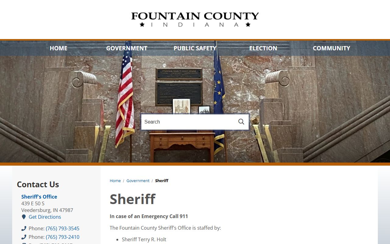 Fountain County Sheriff Office homepage Fountain County jail mugshots