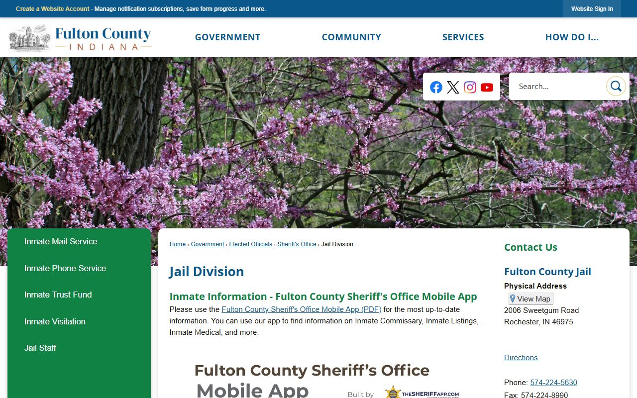 Fulton County Sheriff Jail Division page showing inmate listings and booking records